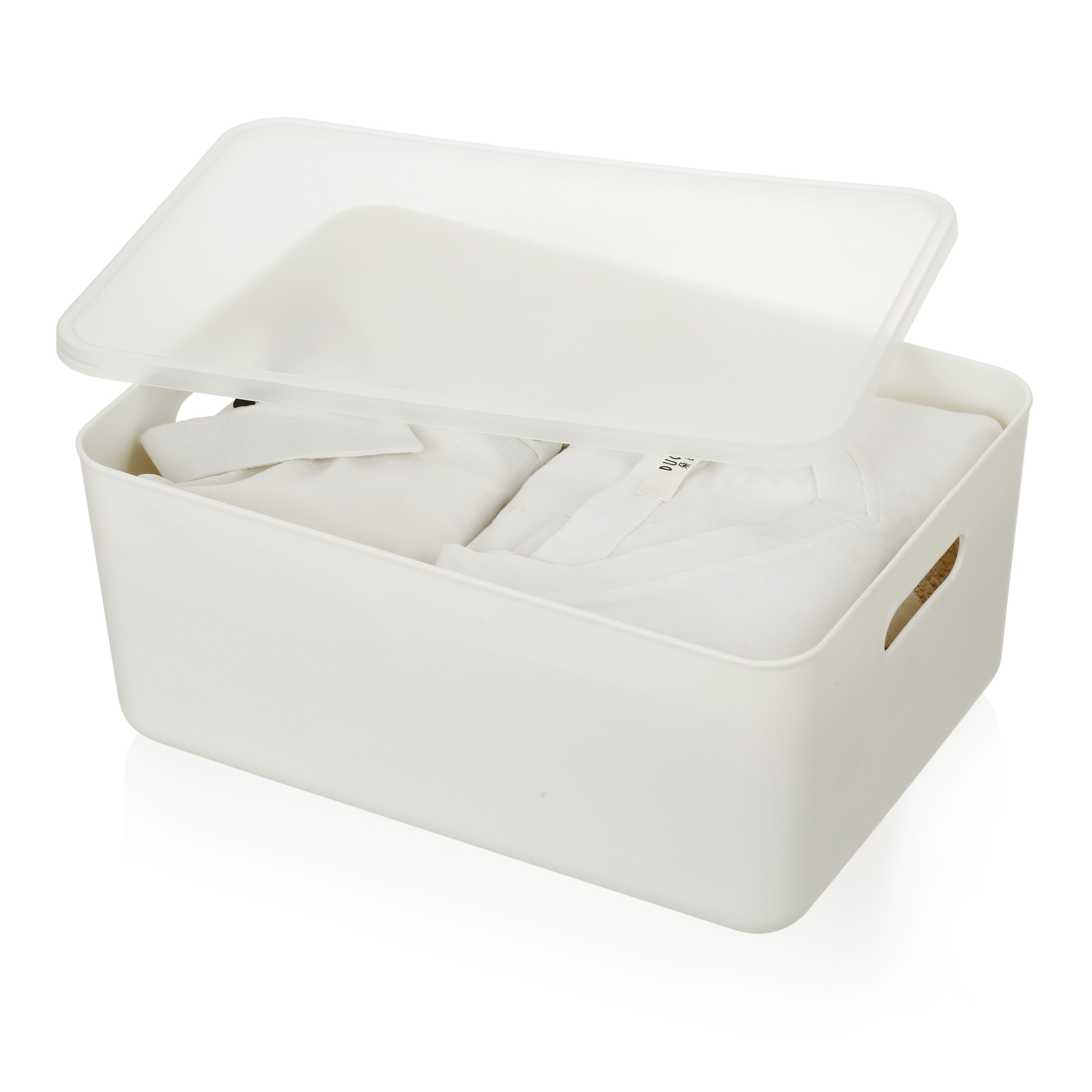 white plastic storage boxes with lids