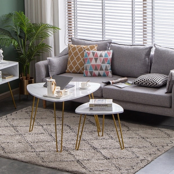 Shop Modern Triangle Nesting Coffee Accent Table Living ...