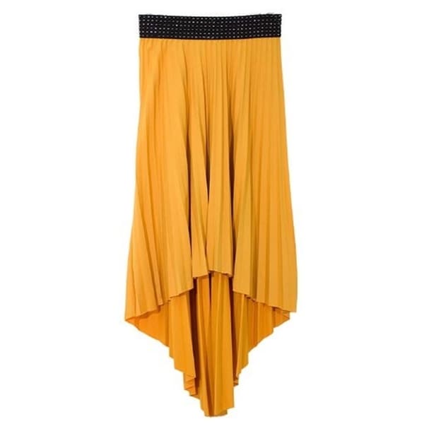 Peach Couture Hi Lo Pleated Skirt with Ribbon Stitch Elastic Waist