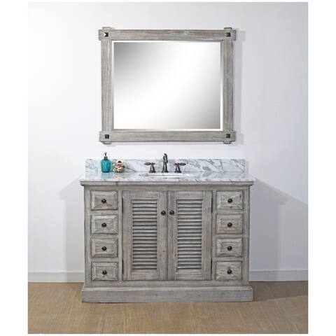49"Rustic Vanity in Grey-Driftwood Finish with Marble Top-No Faucet