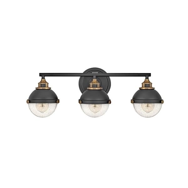 slide 1 of 1, Fletcher 3-Light Black Vanity