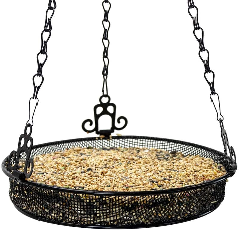 Bird Feeder Hanging Tray, Seed Tray for Bird Feeders, Great for Attracting Birds Outdoors, Backyard, Garden (Black)