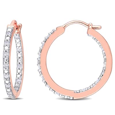 Miadora Rose Plated Sterling Silver 1/4ct TDW Diamond Inside Out Hoop Earrings