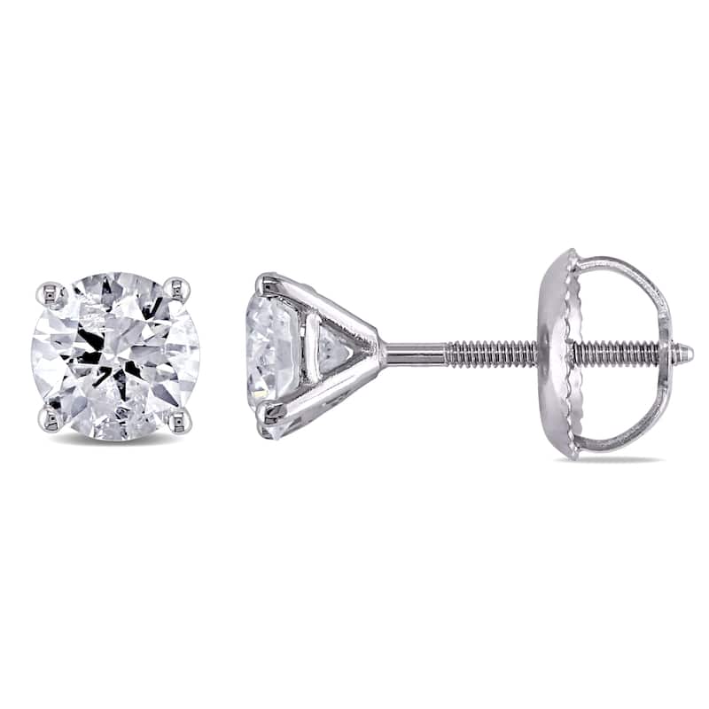 Miaodra 14k White Gold 9/10ct TDW Diamond Solitaire Stud Earrings