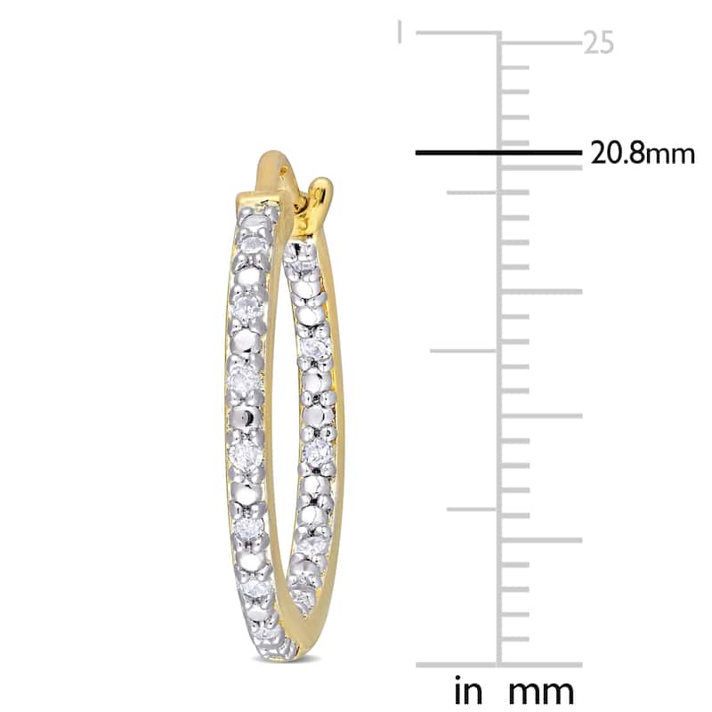 Miadora Yellow Plated Sterling Silver 1/4ct TDW Diamond Hoop Earrings