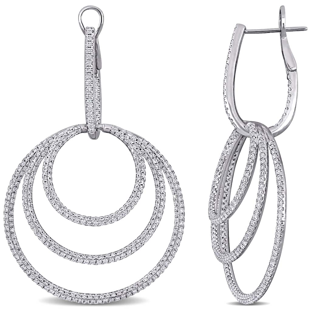 Miadora 14k White Gold 2 3/5ct TDW Diamond Interlinked Circular Drop Earrings