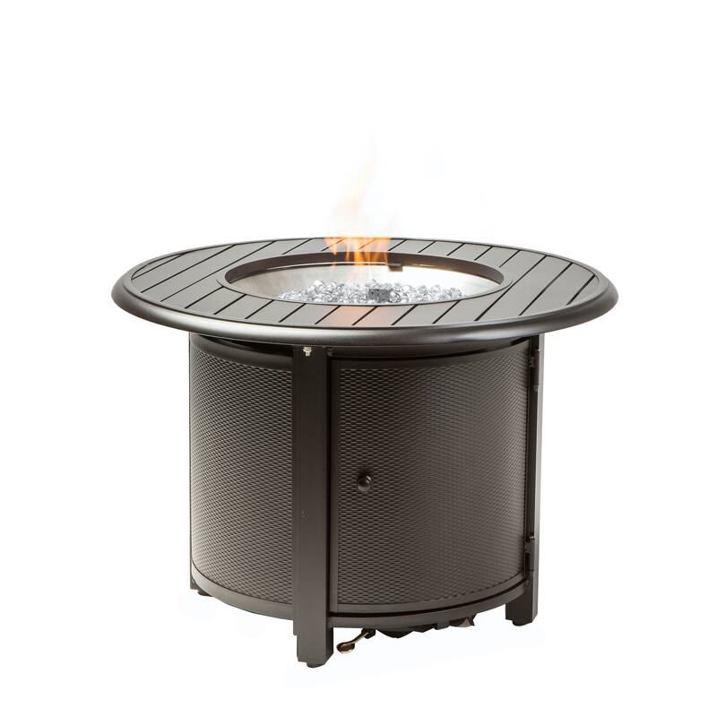 Bay Ridge 36" Round Cast Aluminum Outdoor Propane Gas Fire Pit with Firebeads