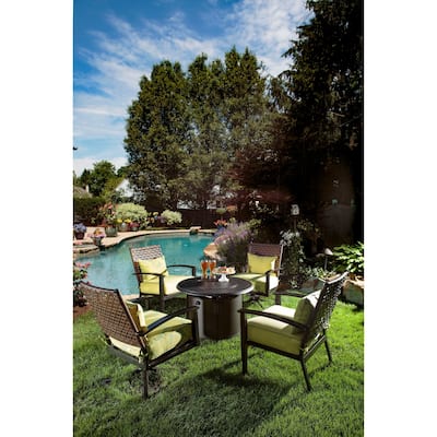 Bay Ridge 36" Round Cast Aluminum Outdoor Propane Gas Fire Pit with Firebeads