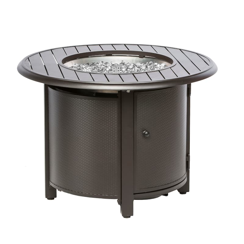 Bay Ridge 36" Round Cast Aluminum Outdoor Propane Gas Fire Pit with Firebeads