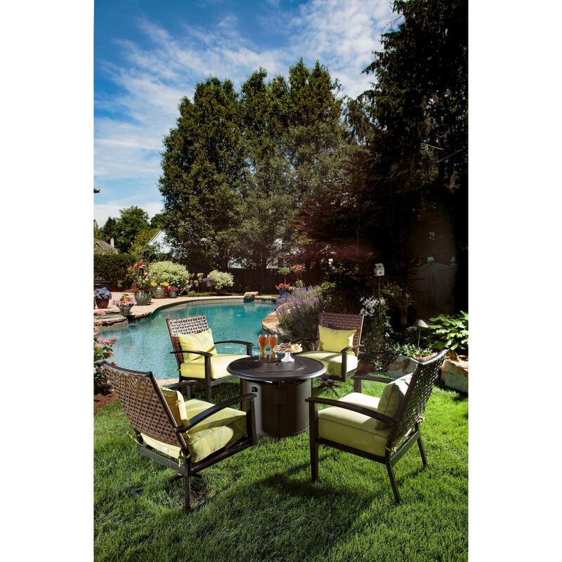 Bay Ridge 36" Round Cast Aluminum Outdoor Propane Gas Fire Pit with Firebeads - Black