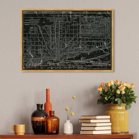 Oliver Gal Wall Art Framed Canvas Prints 'Chicago Railroad'