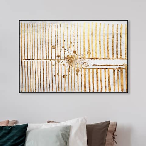 Oliver Gal Abstract Wall Art Framed Canvas Prints 'Love Force Field Gold' Patterns - Gold, White