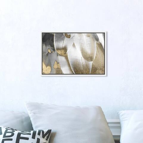 Oliver Gal Fashion and Glam Wall Art Framed Canvas Prints 'Royal Feathers' Feathers - Gold, White