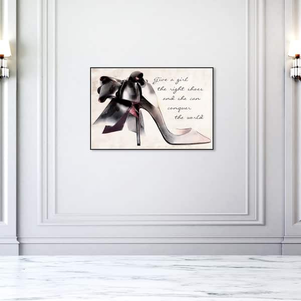 Oliver Gal Fashion and Glam Wall Art Framed Canvas Prints 'Give a Girl'  Shoes - White, Black - Bed Bath & Beyond - 30896194