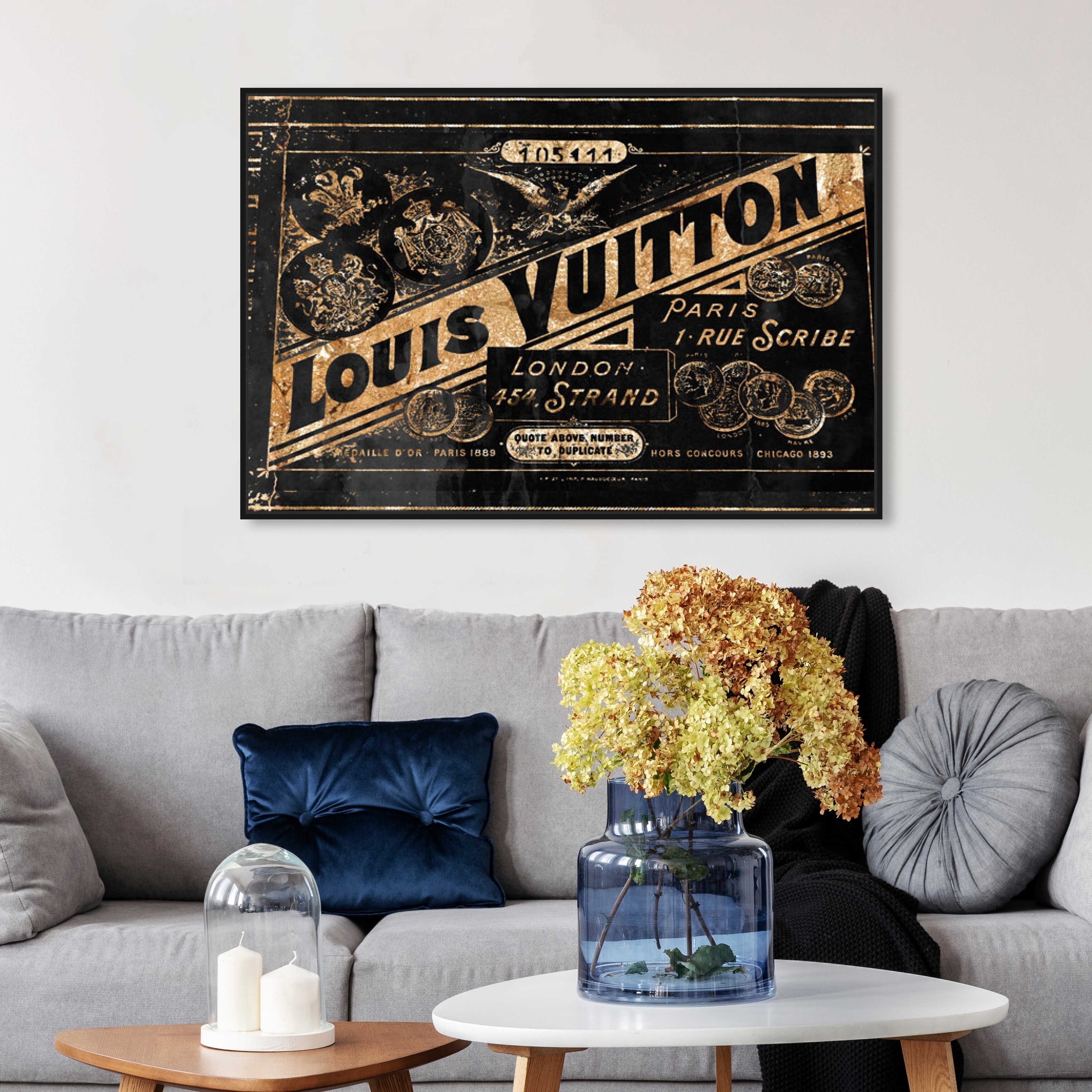  The Oliver Gal Artist Co. Fashion and Glam Contemporary Wrapped Canvas  Wall Art Parisian Road Sign Living Room Bedroom and Bathroom Home Decor 45  in x 30 in White and Gold 