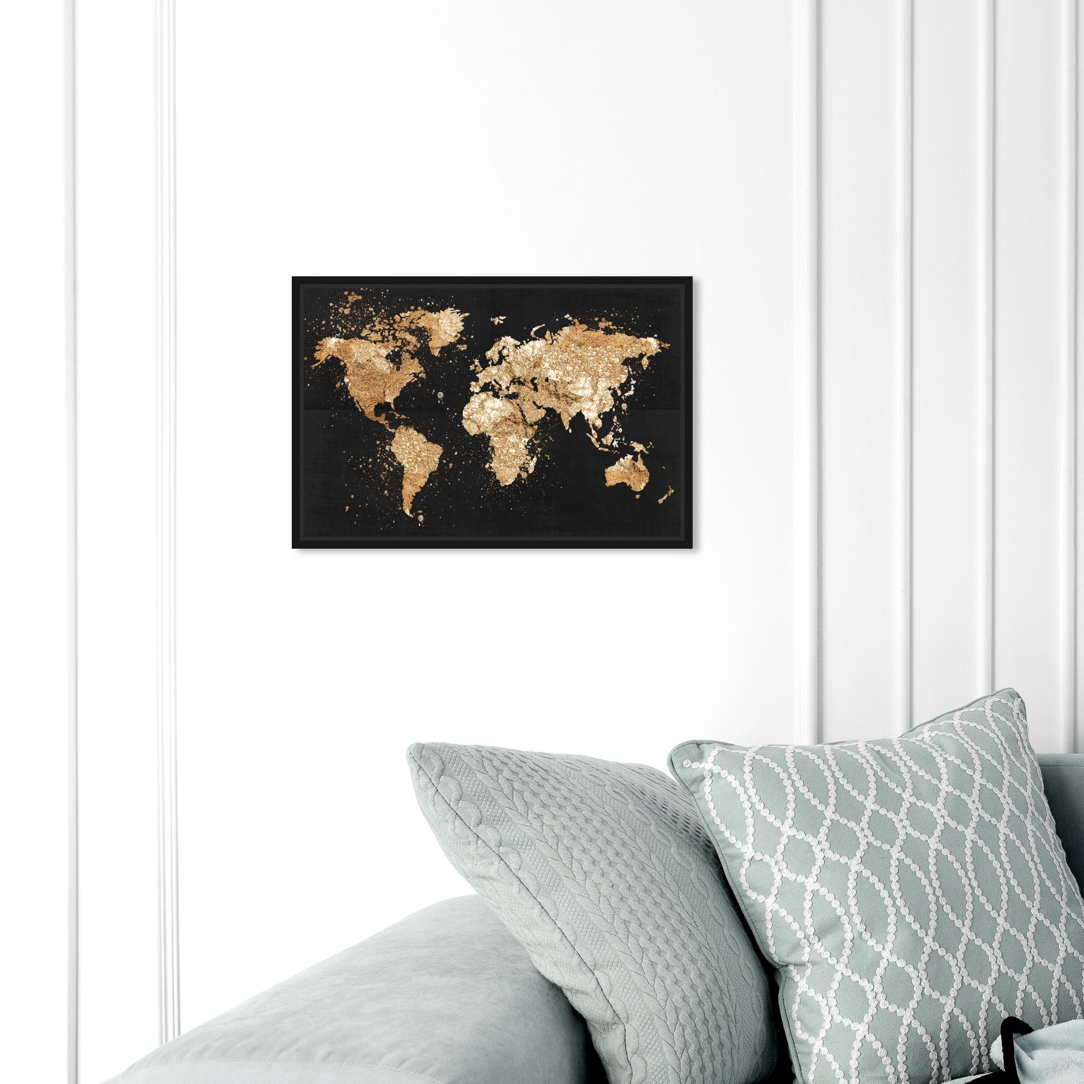 Oliver Gal Maps and Flags Wall Art Framed Canvas Prints 'Mapamundi 