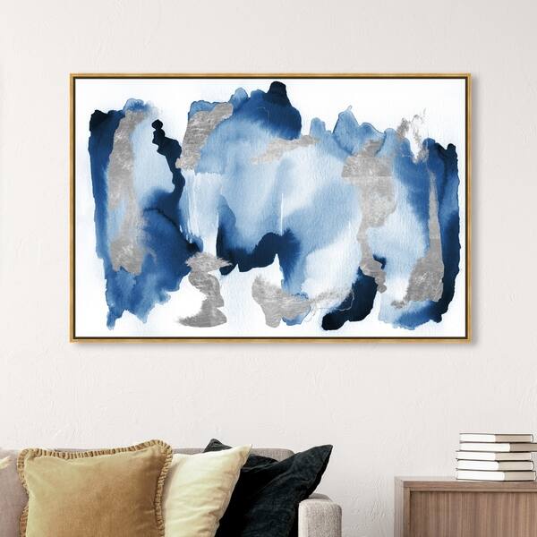 Shop Oliver Gal Abstract Wall Art Framed Canvas Prints In Too Deep Watercolor Blue Gray Overstock 30896252