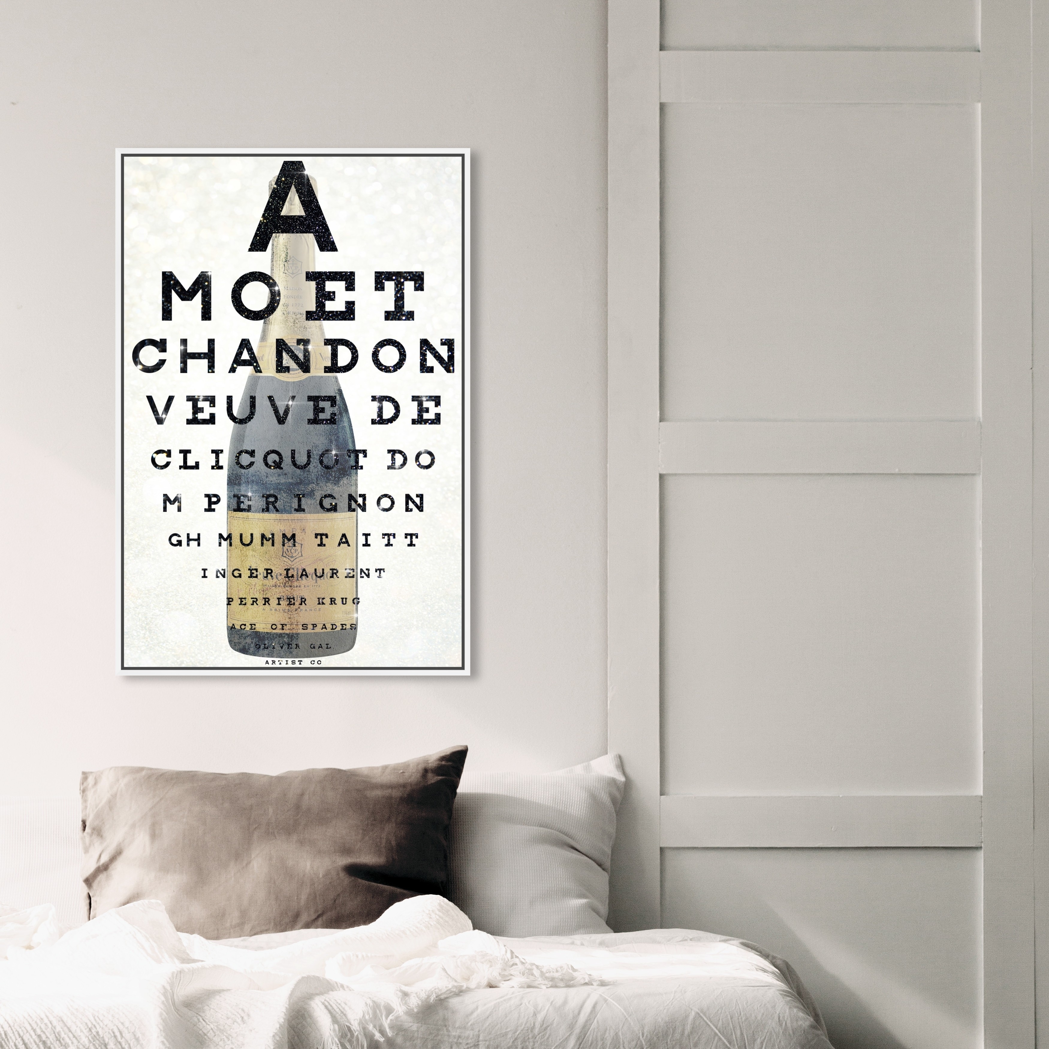 Drinks and Spirits Champagne Bottle Eye Chart - Wrapped Canvas Graphic Art Print Oliver Gal Size: 36 H x 24 W