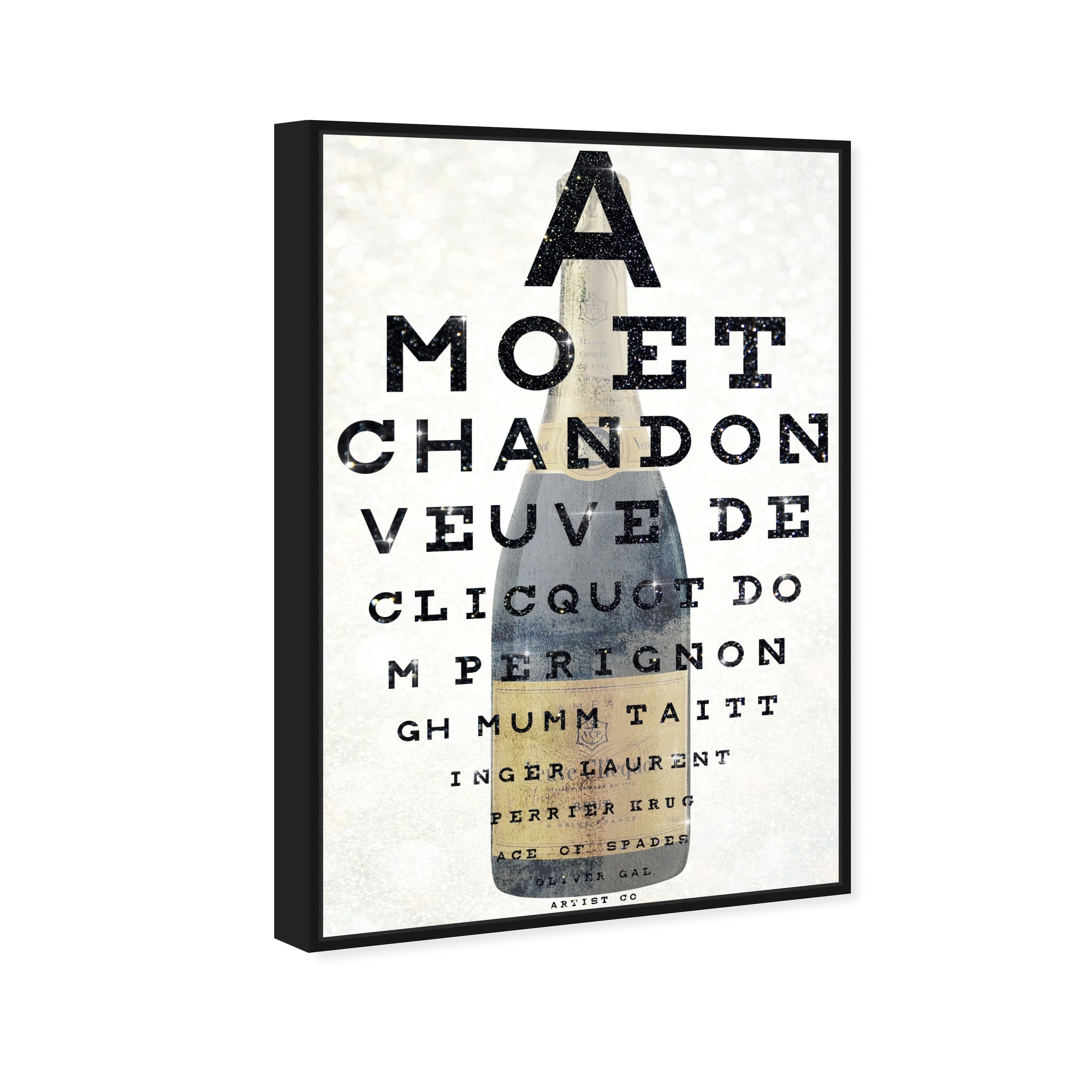 Drinks and Spirits Champagne Bottle Eye Chart - Wrapped Canvas Graphic Art Print Oliver Gal Size: 36 H x 24 W