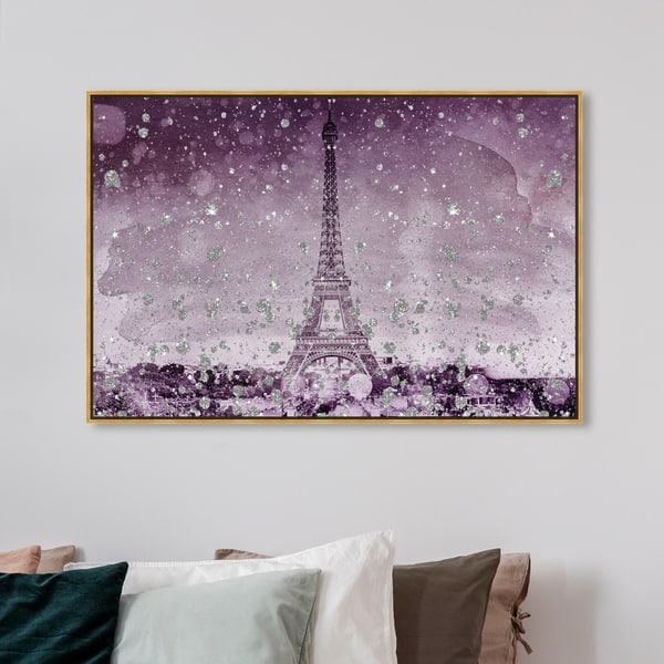 Shop Oliver Gal Cities And Skylines Wall Art Framed Canvas Prints Eiffel Glitter Plum European Cities Purple Purple Overstock 30896648