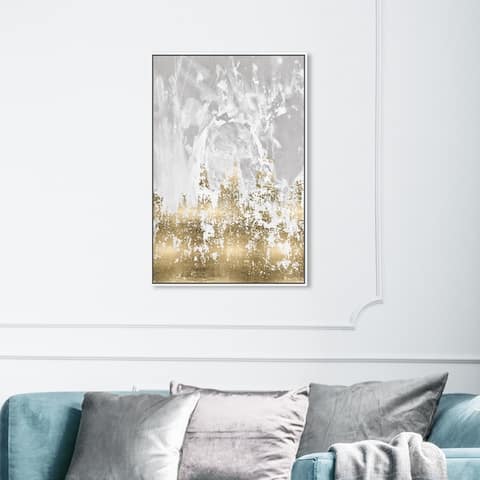 Oliver Gal Abstract Wall Art Framed Canvas Prints 'Our Moment' Paint - Gold, Gray