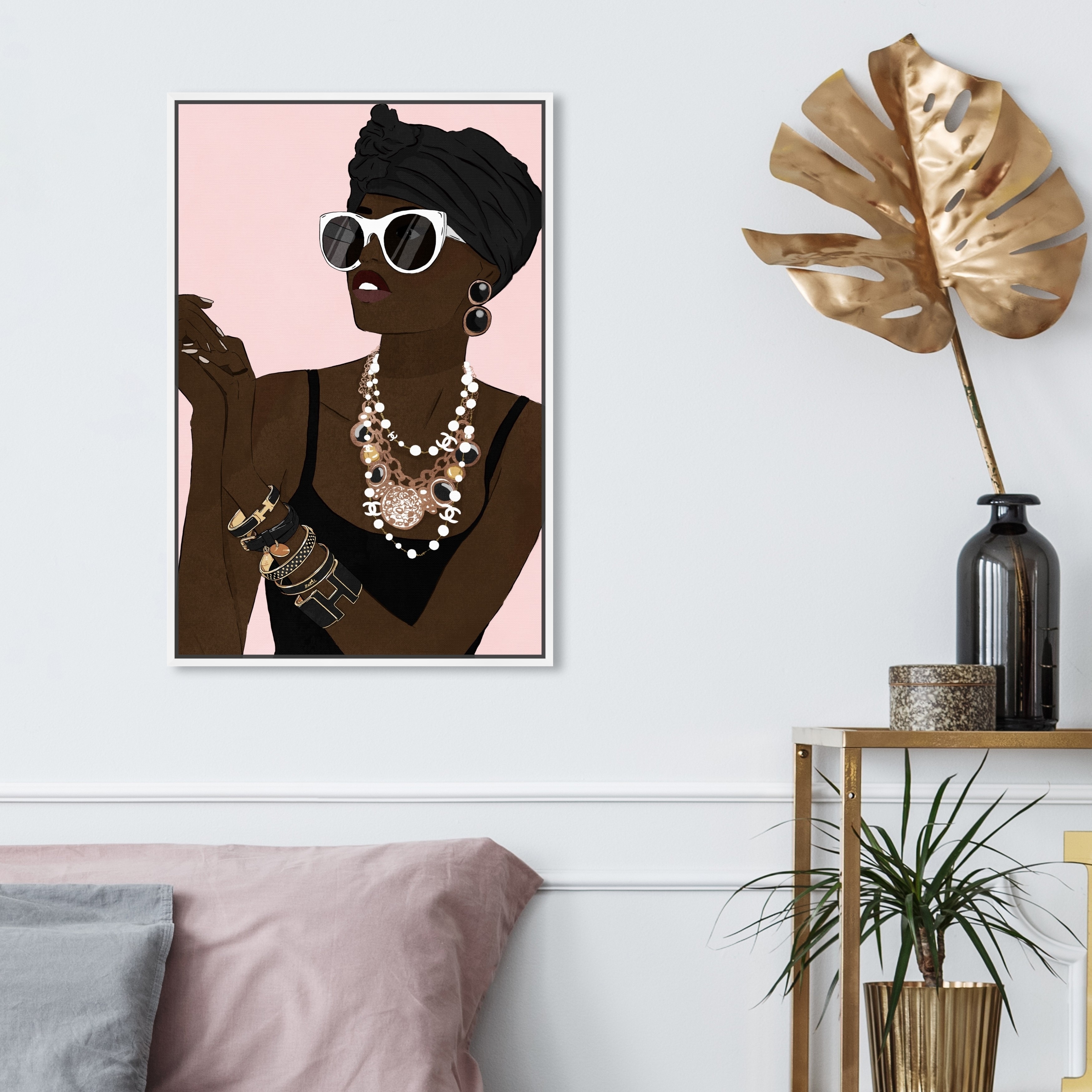 Oliver Gal Fashion and Glam Wall Art Framed Canvas Prints 'Fashion Girl Xoxo' Portraits - Pink, Brown