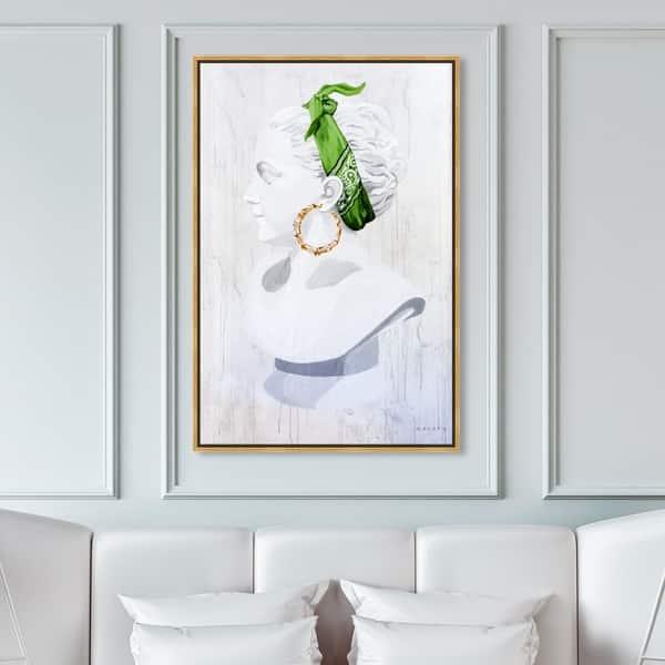 Oliver Gal Fashion and Glam Wall Art Framed Canvas Prints 'Celery Jones -  Venus From The Block' Portraits - White, Green - On Sale - Bed Bath &  Beyond - 30896936