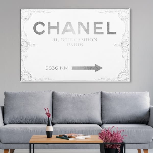  The Oliver Gal Artist Co. Fashion and Glam Contemporary Wrapped  Canvas Wall Art Parisian Road Sign Living Room Bedroom and Bathroom Home  Decor 45 in x 30 in White and Gold 