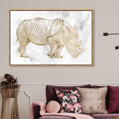 Oliver Gal Animals Wall Art Framed Canvas Prints 'Gold Rhino' Zoo and ...