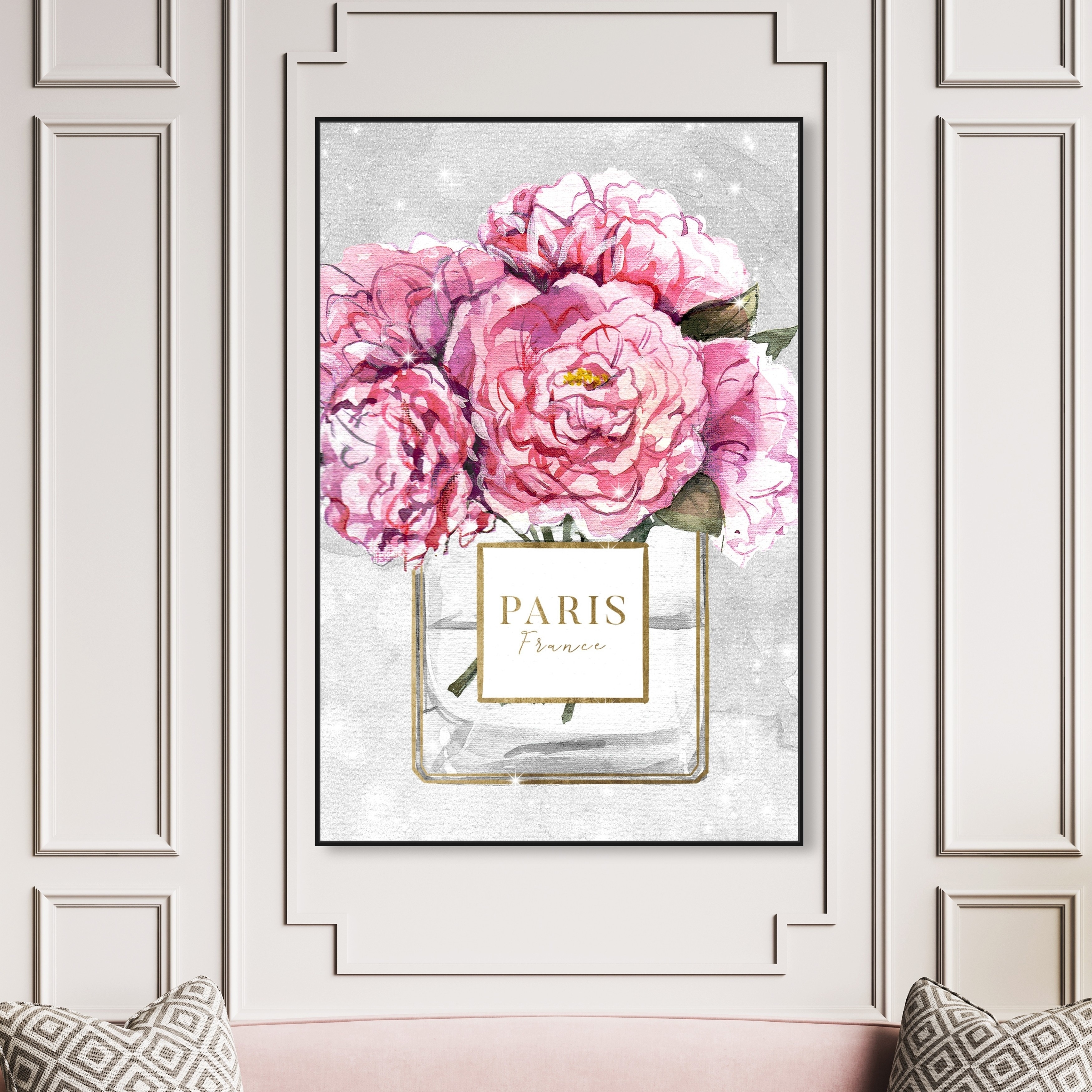 Oliver Gal Fashion and Glam Wall Art Framed Canvas Prints 'Sparkling Floral  Perfume' Perfumes - Pink, Gold - Bed Bath & Beyond - 30897195