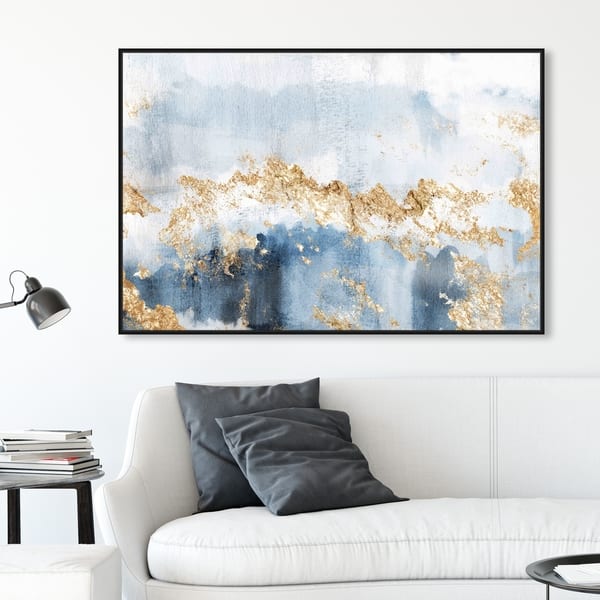 slide 1 of 25, Oliver Gal Abstract Wall Art Framed Canvas Prints 'Eight Days a Week' Watercolor - Blue, Gold