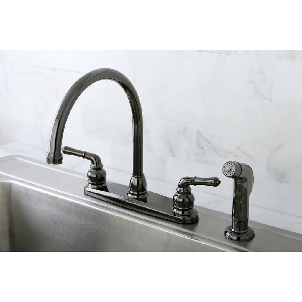 Kingston Brass Water Onyx Centerset Kitchen Faucet in Black Stainless Steel