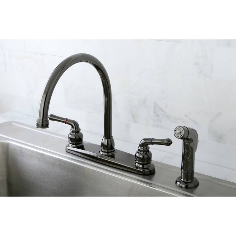 Kingston Brass Water Onyx Centerset Kitchen Faucet in Black Stainless Steel