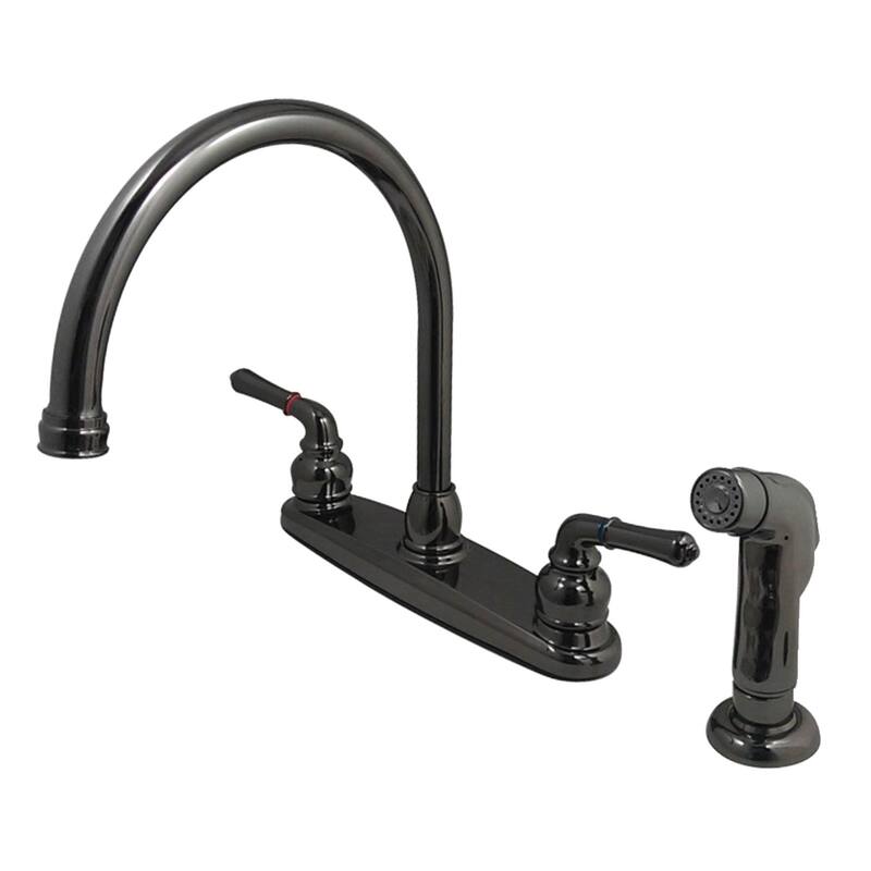 Kingston Brass Water Onyx Centerset Kitchen Faucet in Black Stainless Steel