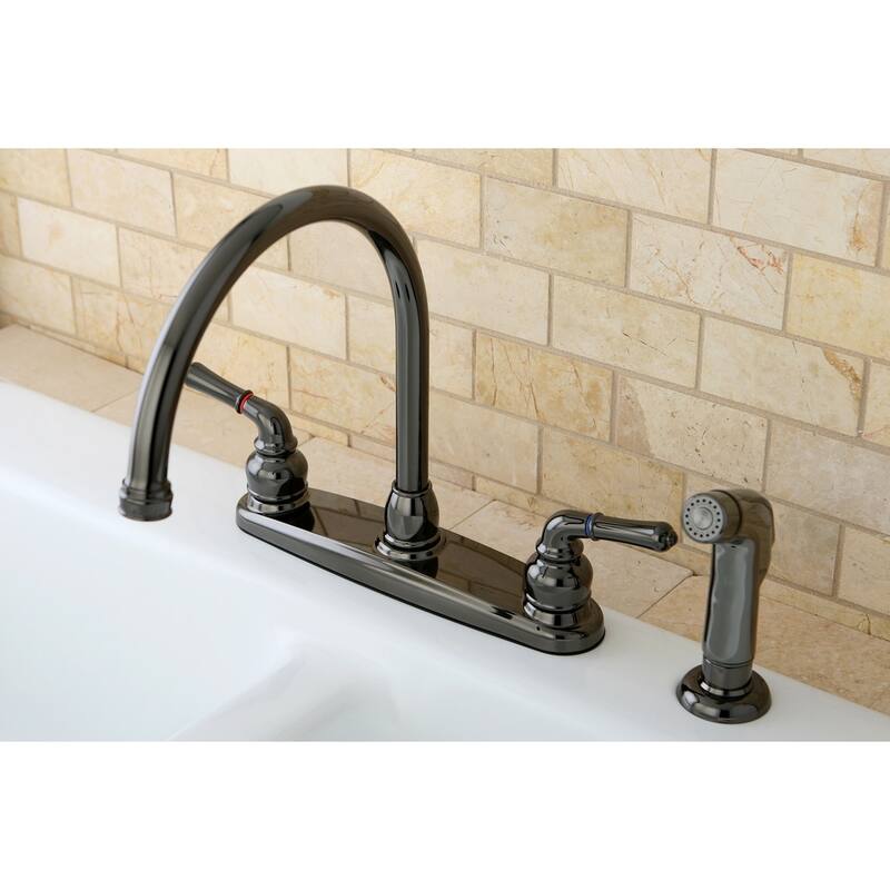 Kingston Brass Water Onyx Centerset Kitchen Faucet in Black Stainless Steel