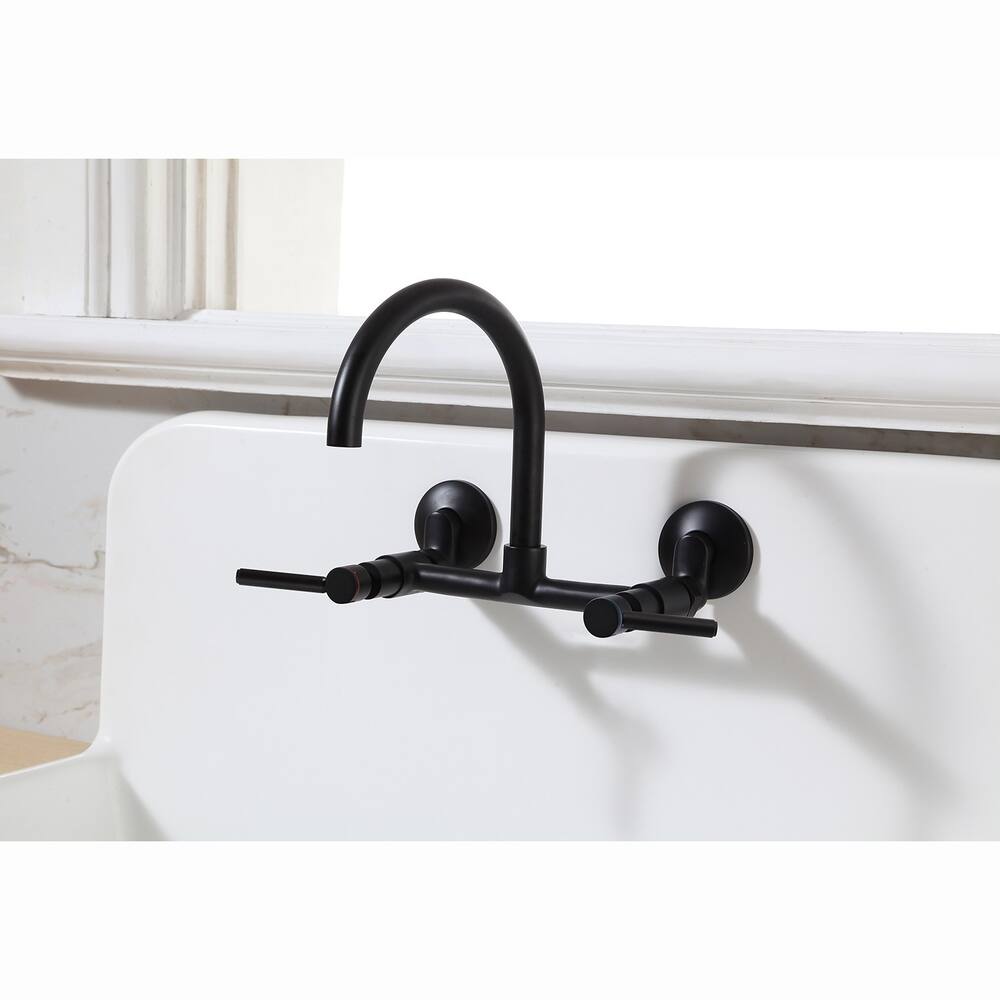 Concord 8-Inch Adjustable Center Wall Mount Kitchen Faucet in Matte Black