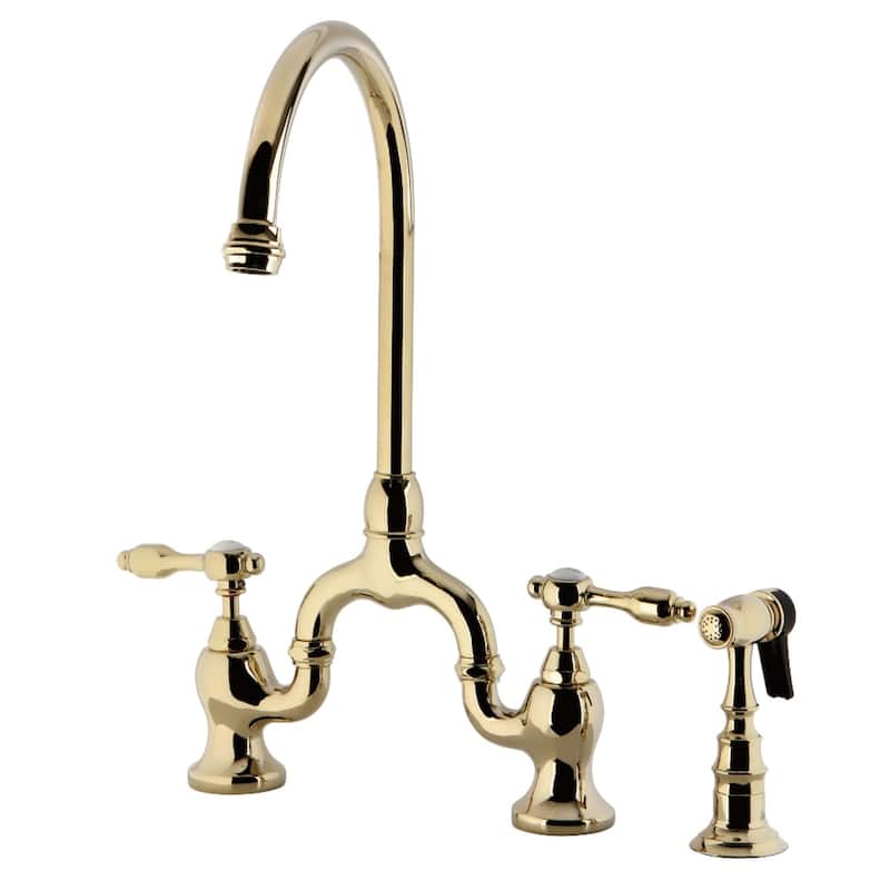 Kingston Brass Tudor Bridge Kitchen Faucet with Brass Sprayer