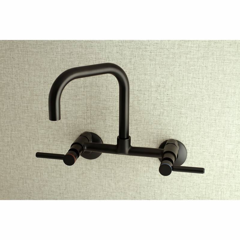 Kingston Brass Concord 8-Inch Adjustable Center Wall Mount Kitchen Faucet - Matte Black
