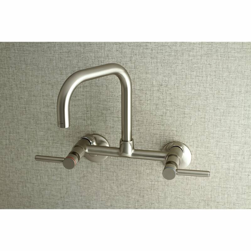 Kingston Brass Concord 8-Inch Adjustable Center Wall Mount Kitchen Faucet - Brushed Nickel