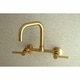 preview thumbnail 4 of 20, Kingston Brass Concord 8-Inch Adjustable Center Wall Mount Kitchen Faucet Brushed Brass
