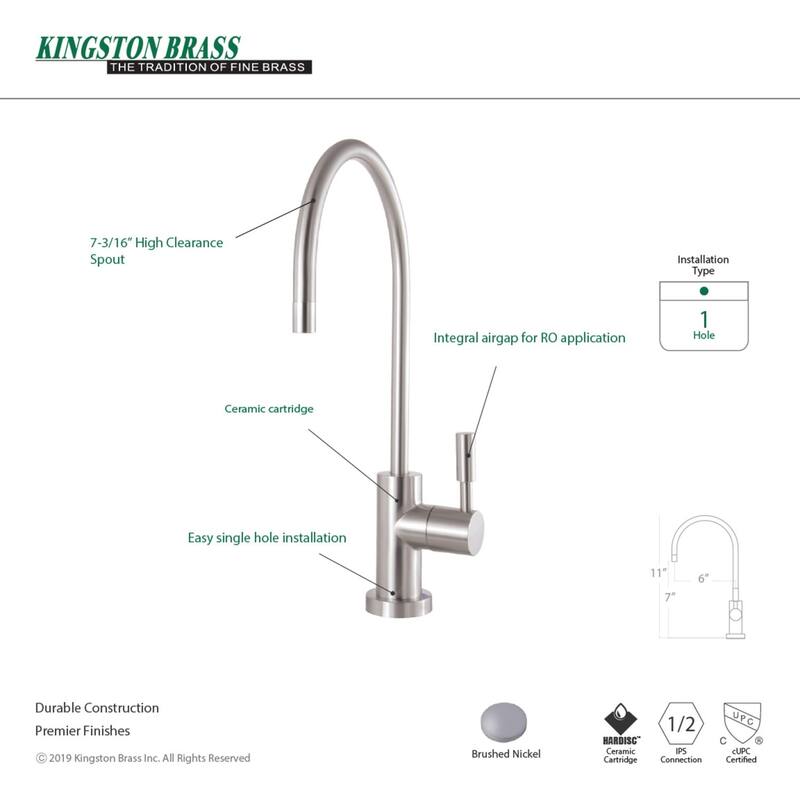 Kingston Brass Concord Reverse Osmosis System Filtration Water Air Gap Faucet