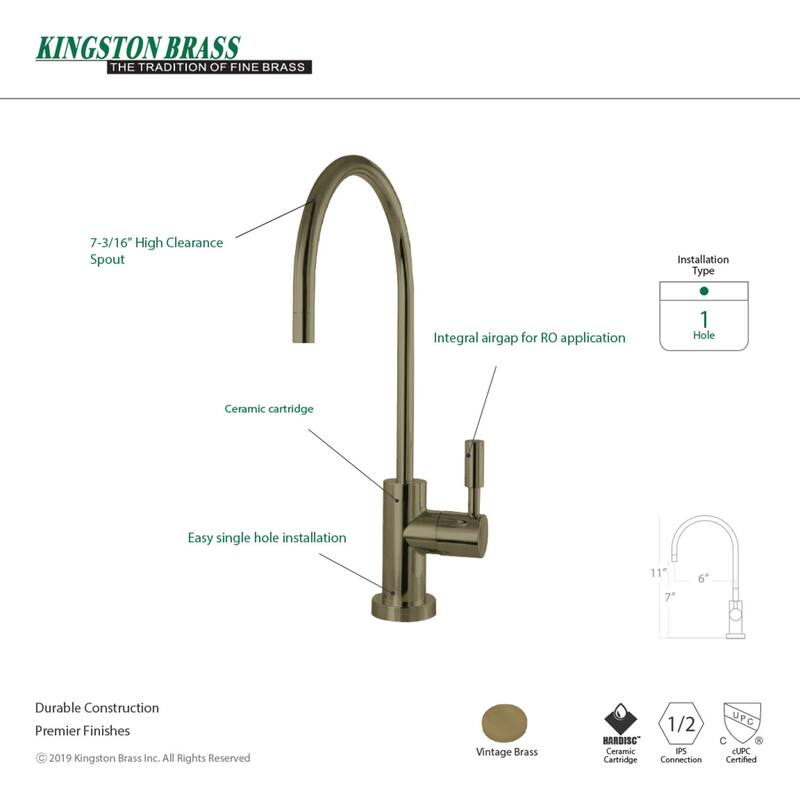 Kingston Brass Concord Reverse Osmosis System Filtration Water Air Gap Faucet