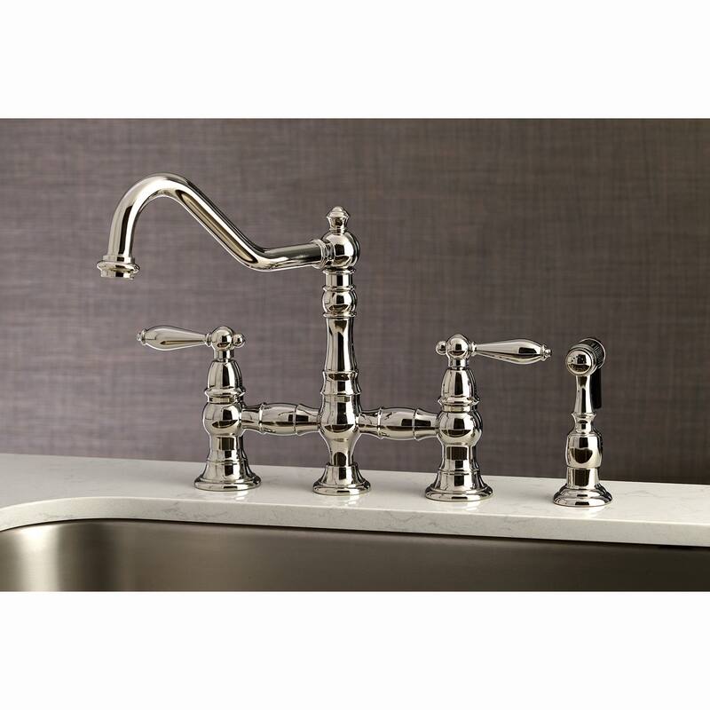 Kingston Brass Restoration Kitchen Faucet with Side Sprayer - Polished Nickel