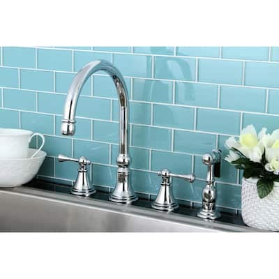 Kingston Brass Governor Widespread Kitchen Faucet with Brass Sprayer