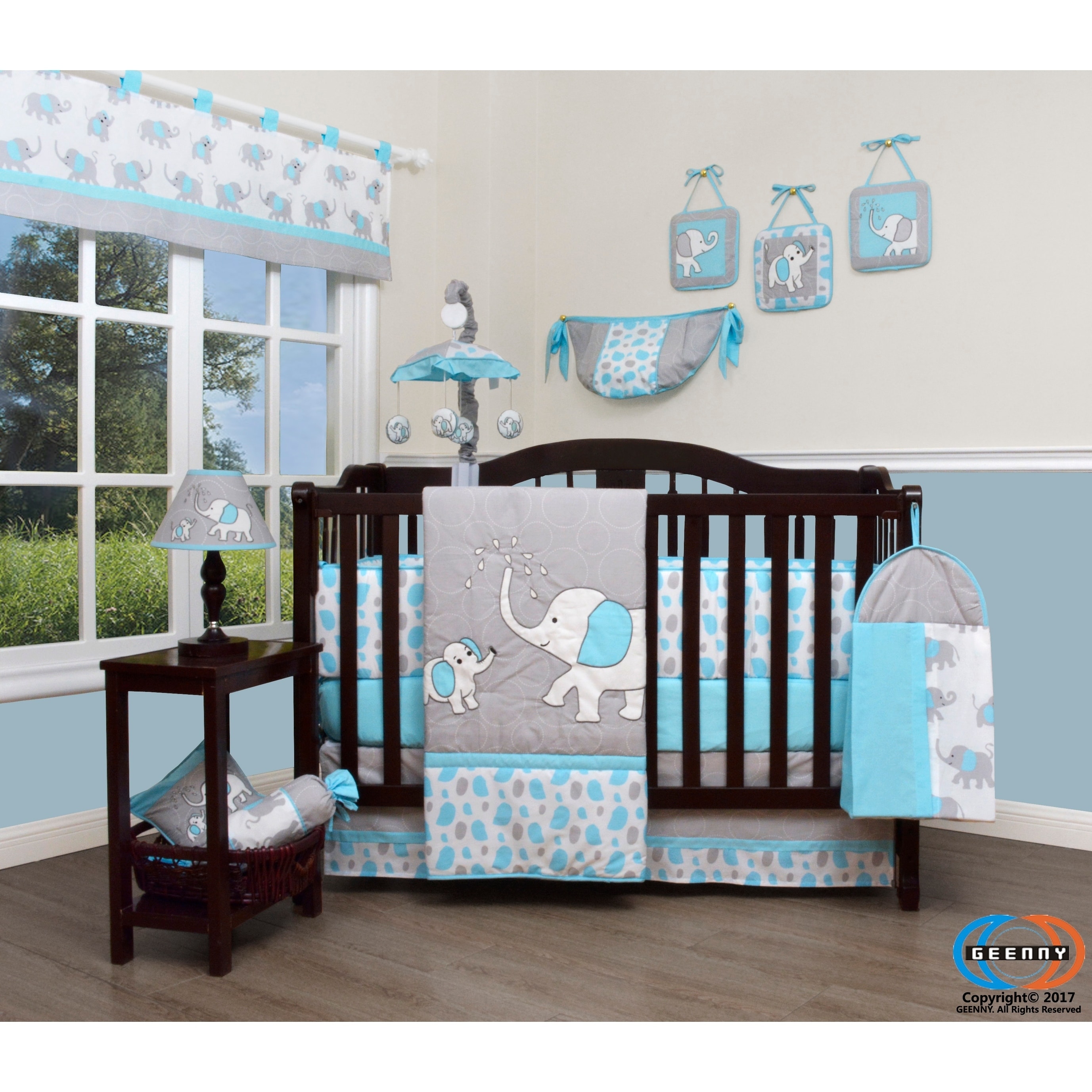 Geenny Blizzard Blue Grey Elephant Baby Nursery Crib Bedding Set Overstock 30897744