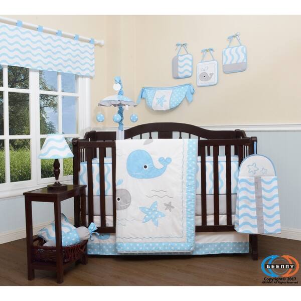 GEENNY Baby Lovely Whale 13 Piece Nursery Crib Bedding Set CRIB-CF-2089 