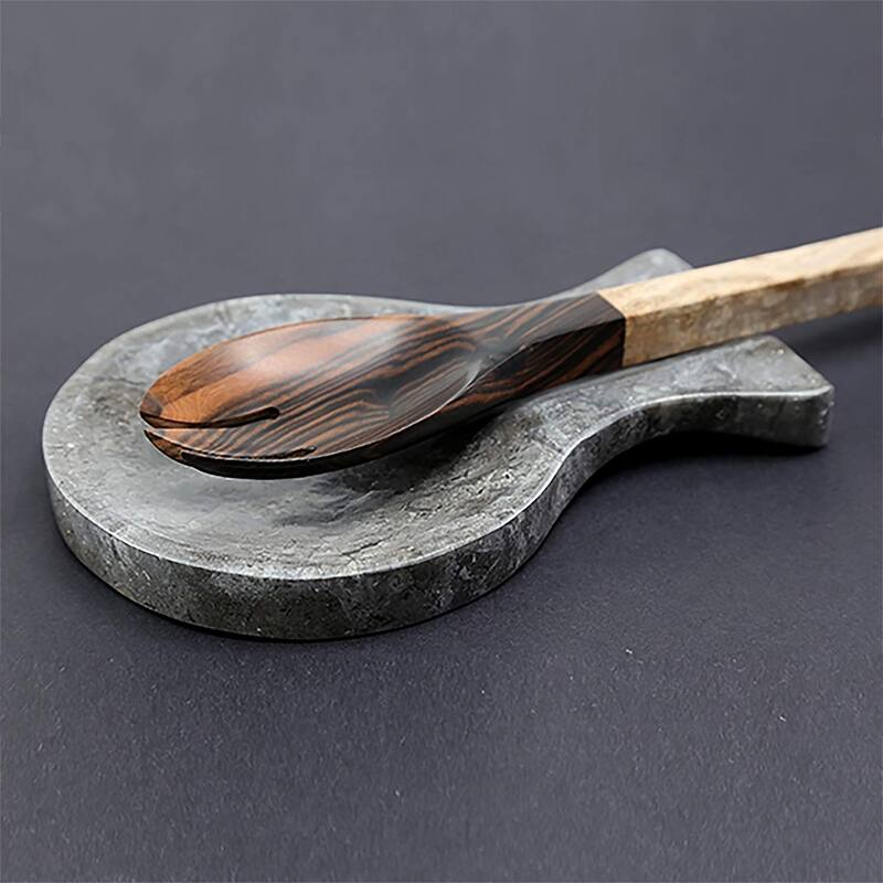 Creative Home Charcoal Marble Spoon Rest Cooking Utensil Holder