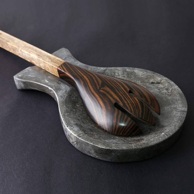 Creative Home Charcoal Marble Spoon Rest Cooking Utensil Holder
