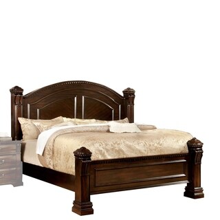 Wooden Queen Size Bed with Intricate Trimmed Headboard, Brown - On Sale ...