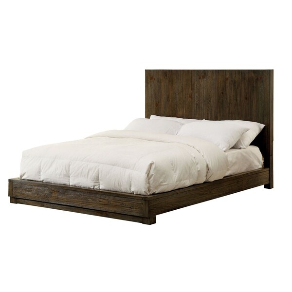 Shop Wooden Low Profile Queen Size Bed with Flat Panel Headboard, Brown
